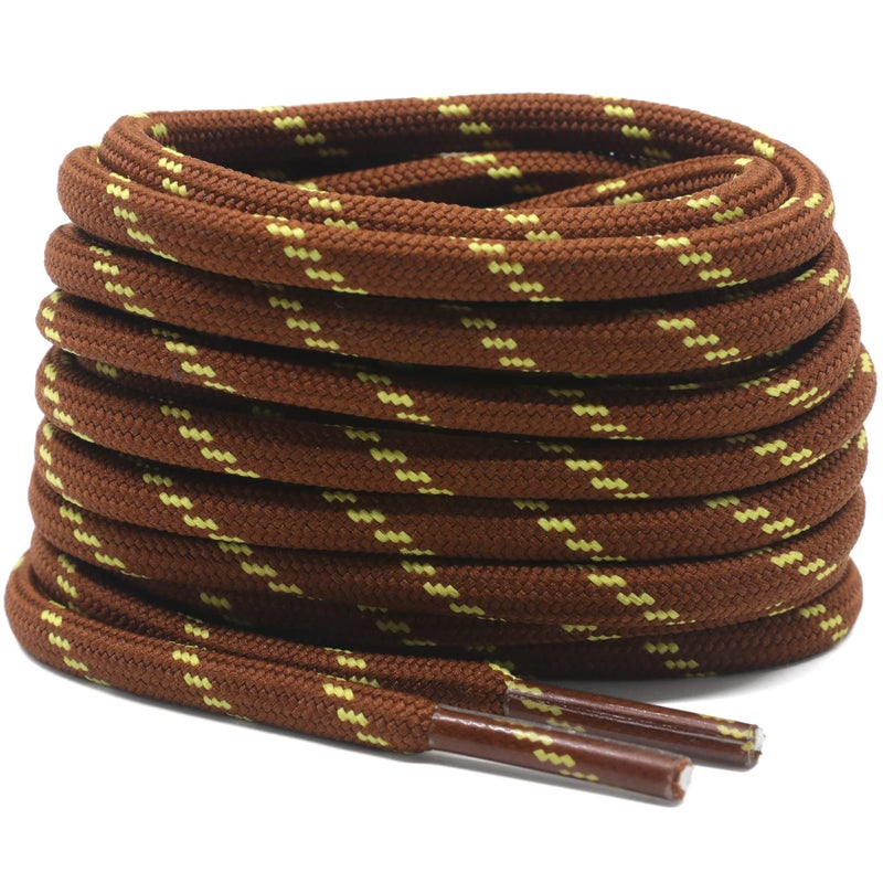 DELELE 2 Pair Non-slip Outdoor Mountaineering Hiking Walking Shoelaces Round Red Brown Yellow String Rope Boot Laces Strong Durable Bootlaces-62.99""